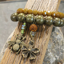 Load image into Gallery viewer, The Primitive Peddler Buzzing Along Olive Bracelet Set