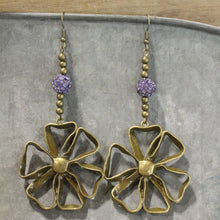 Load image into Gallery viewer, The Primitive Peddler Blooming Purple Lilies Dangle Earrings