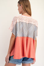 Load image into Gallery viewer, Easel Flower Patch Mix Lace Thermal Knit Tunic
