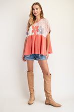 Load image into Gallery viewer, Easel Flower Patch Mix Lace Thermal Knit Tunic