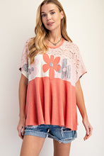 Load image into Gallery viewer, Easel Flower Patch Mix Lace Thermal Knit Tunic