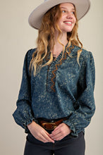 Load image into Gallery viewer, Easel Jacquard Denim Blouse