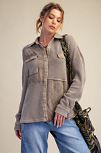 Load image into Gallery viewer, Easel Button Down Washed Thermal Shirt Top
