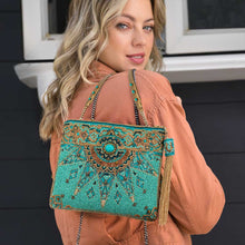 Load image into Gallery viewer, Mary Frances New Day Beaded Mosaic Themed Crossbody Leather Handbag