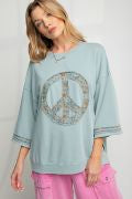 Load image into Gallery viewer, Easel Mineral Wash Terry Floral Peace Sign Pullover