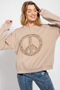Load image into Gallery viewer, Easel Peace Sign Washed Terry Pullover