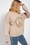 Load image into Gallery viewer, Easel Peace Sign Washed Terry Pullover