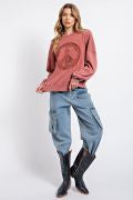 Load image into Gallery viewer, Easel Peace Sign Washed Terry Pullover