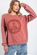 Load image into Gallery viewer, Easel Peace Sign Washed Terry Pullover