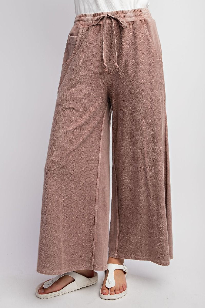 Easel Mineral Washed Terry Wide Pants The Colony Shop