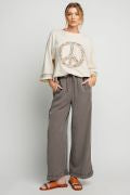 Load image into Gallery viewer, Easel Mineral Wash Terry Floral Peace Sign Pullover