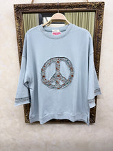 Load image into Gallery viewer, Easel Mineral Washed Terry Floral Peace Sign Pullover