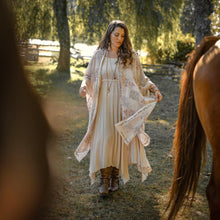 Load image into Gallery viewer, Market of Stars Love Story Heart Print Bamboo Boho Kimono