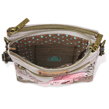 Load image into Gallery viewer, Chala Double Pocket Xbody Flamingo Group Gray
