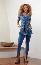 Load image into Gallery viewer, Trade Cloth Passementrie Flower Dot Indigo Peplum Top