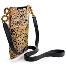 Load image into Gallery viewer, Mary Frances Gone Wild Beaded Leopard Crossbody Phone Bag