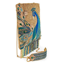 Load image into Gallery viewer, Mary Frances Peacock Feathers Beaded Blue Peacock Crossbody Handbag
