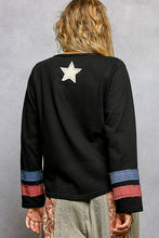 Load image into Gallery viewer, Pol Clothing Vintage Washing V-neck American Flag Patch Long Sleeve Top