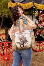 Load image into Gallery viewer, Market of Stars Love Revolution Boho Linen Tote Bag w/ Sun, Horse & Florals
