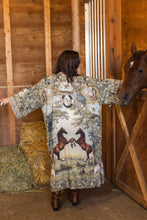 Load image into Gallery viewer, Market of Stars Born to Run Opera Duster Kimono Robe w/ Horse & Flower Print
