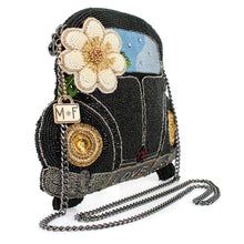 Load image into Gallery viewer, Mary Frances On the Road Black Car White Flower Beaded Crossbody Handbag