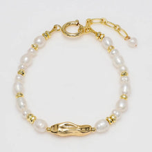 Load image into Gallery viewer, Aqua Geo Pearl Bracelet with Gold Accent