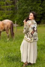 Load image into Gallery viewer, Market of Stars Born to Run Pixie Duster Crop Kimono w/ Horse & Flower Print