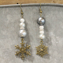 Load image into Gallery viewer, The Primitive Peddler Snowflakes Falling Classy Dangle Earrings