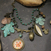 Load image into Gallery viewer, The Primitive Peddler Just A Bit Squirrely Charm'd Necklace