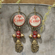 Load image into Gallery viewer, The Primitive Peddler Vintage Coca Cola Santa & More Charm'd Dangle Earrings
