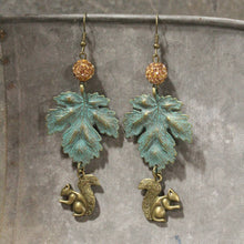 Load image into Gallery viewer, The Primitive Peddler Just A Bit Squirrely Dangle Earrings