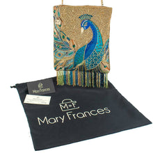 Load image into Gallery viewer, Mary Frances Peacock Feathers Beaded Blue Peacock Crossbody Handbag