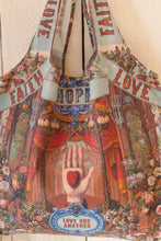 Load image into Gallery viewer, Market of Stars Love Language Heart and Floral Print Linen Tote Bag
