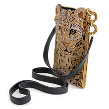 Load image into Gallery viewer, Mary Frances Gone Wild Beaded Leopard Crossbody Phone Bag