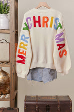 Load image into Gallery viewer, Mello Christmas Lettering Patchwork V Neck Cardigan