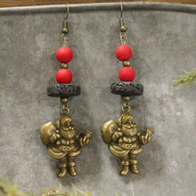 Load image into Gallery viewer, The Primitive Peddler Special Delivery Santa Earrings