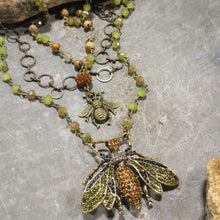 Load image into Gallery viewer, The Primitive Peddler Buzzing Along Olive Layered Necklace