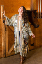 Load image into Gallery viewer, Market of Stars Born to Run Opera Duster Kimono Robe w/ Horse & Flower Print