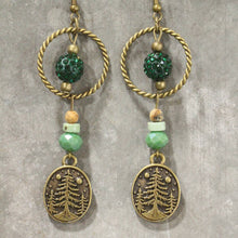 Load image into Gallery viewer, The Primitive Peddler Pine Patches Dangle Earrings