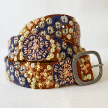 Load image into Gallery viewer, Jenny Krauss Blue Skies Floral Embroidered Wool Belt