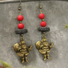 Load image into Gallery viewer, The Primitive Peddler Special Delivery Santa Earrings