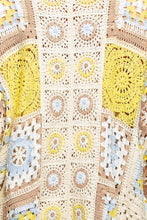 Load image into Gallery viewer, Pol Clothing Long Sleeve Granny Square Crochet Open Cardigan