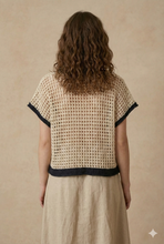 Load image into Gallery viewer, Mello Boho Crochet Patchwork V Neck Short Sleeve Top