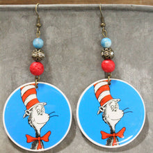 Load image into Gallery viewer, The Primitive Peddler The Cat In The Hat Dr. Seuss Dangle Drop Earrings