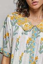 Load image into Gallery viewer, Pol Clothing Floral Pattern V-Neck Short Sleeve Roomy Fit Top