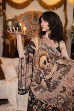 Load image into Gallery viewer, Market of Stars Momento Bohemian Scarf w/ floral print, starling & skull