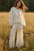 Load image into Gallery viewer, Pol Clothing Eyelet Ruffle Raw Edge Trim Lace Solid Knit Top
