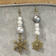 Load image into Gallery viewer, The Primitive Peddler Snowflakes Falling Classy Dangle Earrings