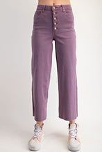 Load image into Gallery viewer, Easel Button Front Stretch Twill Pants Dusty Taro