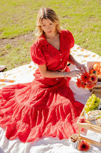 Load image into Gallery viewer, Easel Cotton Eyelet Lace Tiered Maxi Skirt